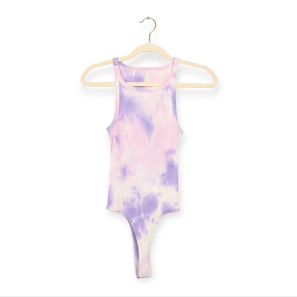 ASTR The Label Denisse Bodysuit S Pink Purple Tie Dye Fitted Trendy Going Out